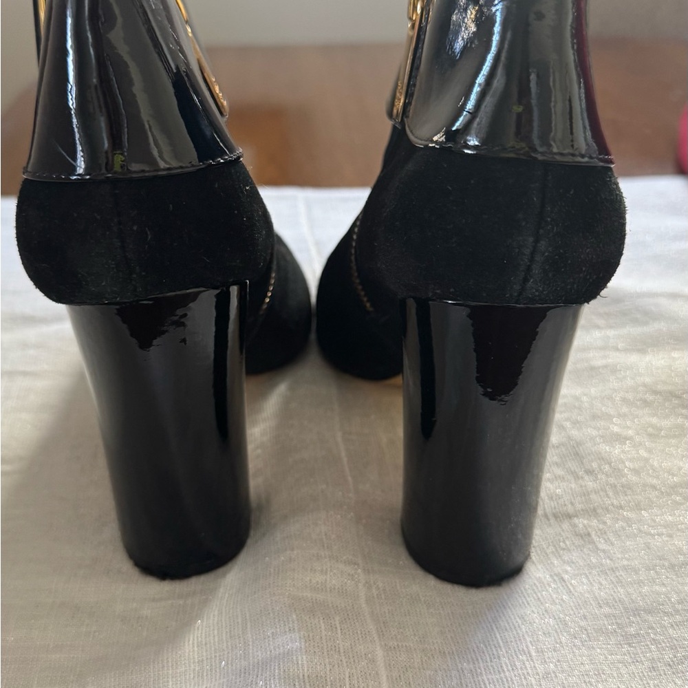 TORY BURCH Black Suede and Patent Leather Buckle Booties EUC - Picture 10 of 13